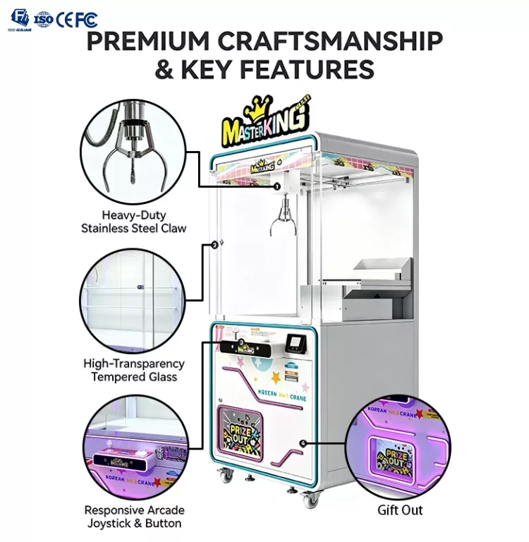 Coin Operated Plush Toy Crane Machine | Commercial Arcade Claw Machine Factory