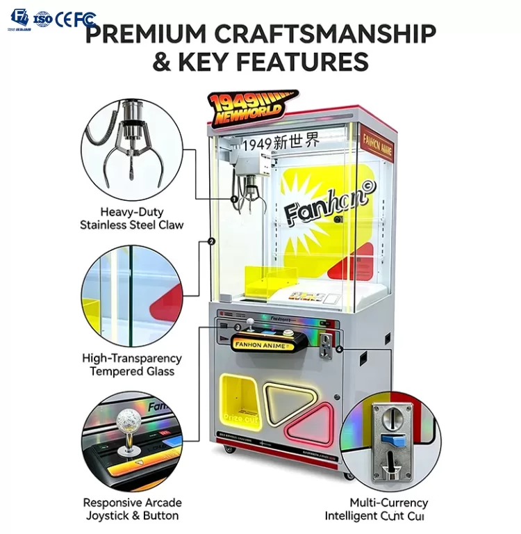 Custom LED Claw Crane Doll Vending Machine | Custom Token Arcade Factory